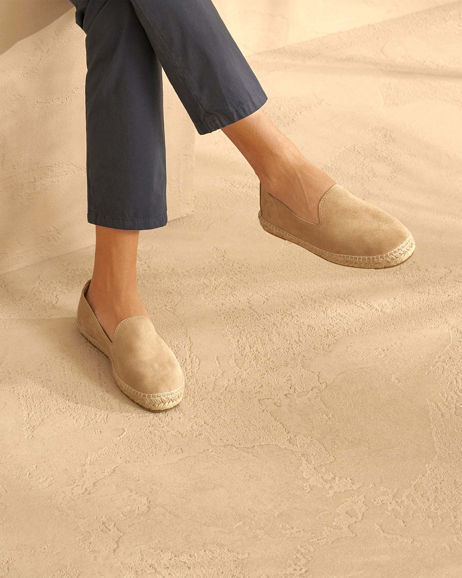 Manebi Round-toe Suede Espadrilles In Nude
