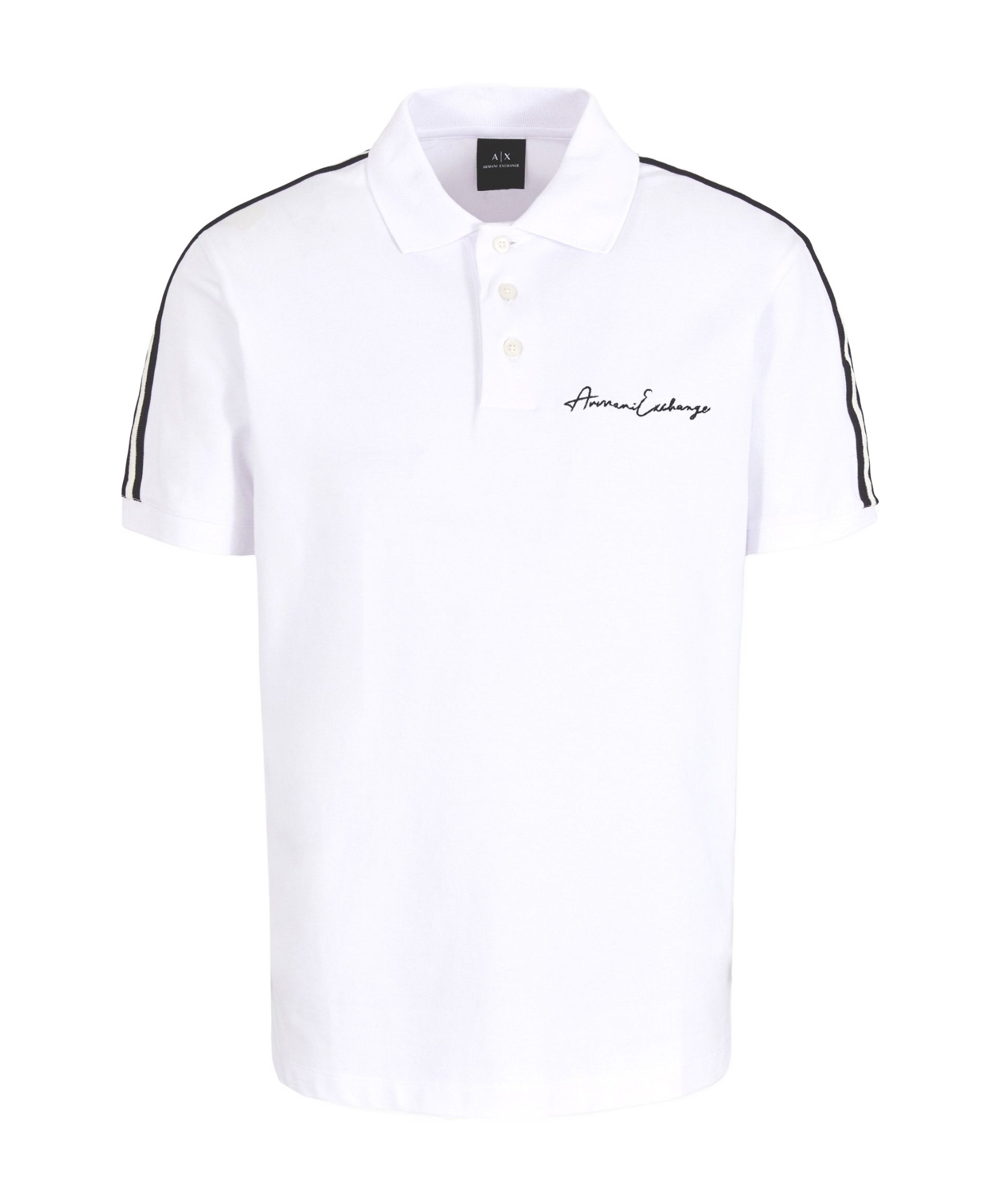 Armani Exchange Embroidered-logo Cotton Polo Shirt In White
