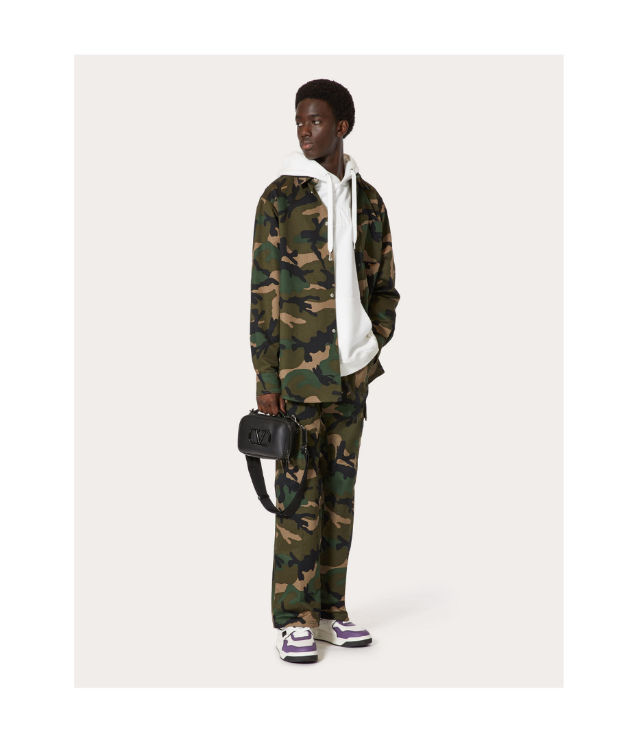 Valentino Camouflage Shirt Jacket In Brown