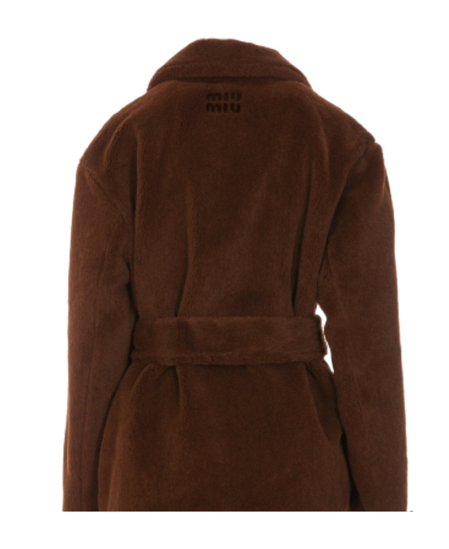 Miu Miu Single-breasted Coat In Brown