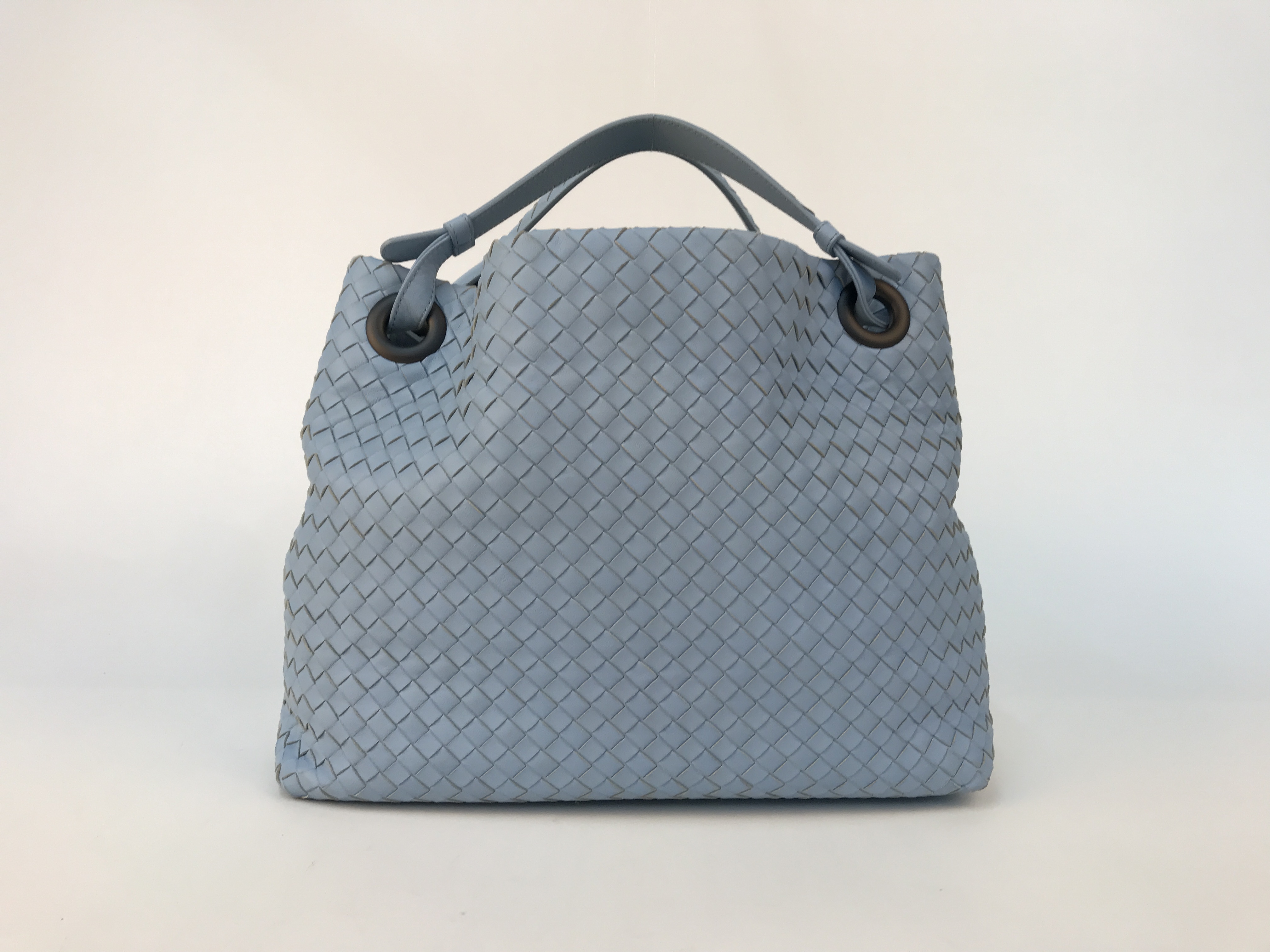 Shop Bottega Veneta Weave A Handbag In Gray