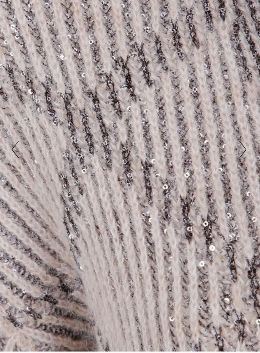 D Exterior Sequin Striped Cardigan In Gray