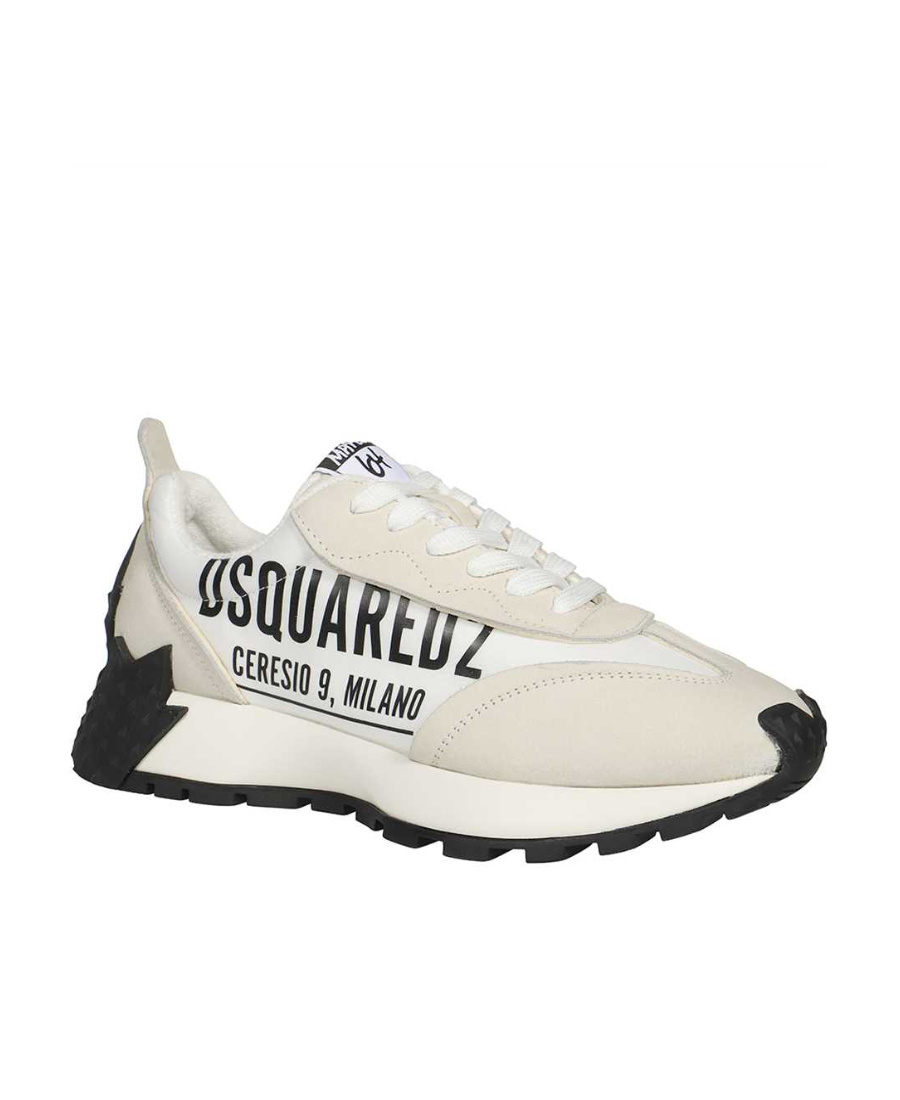 Dsquared2 Logo Detail Leather Sneakers In White