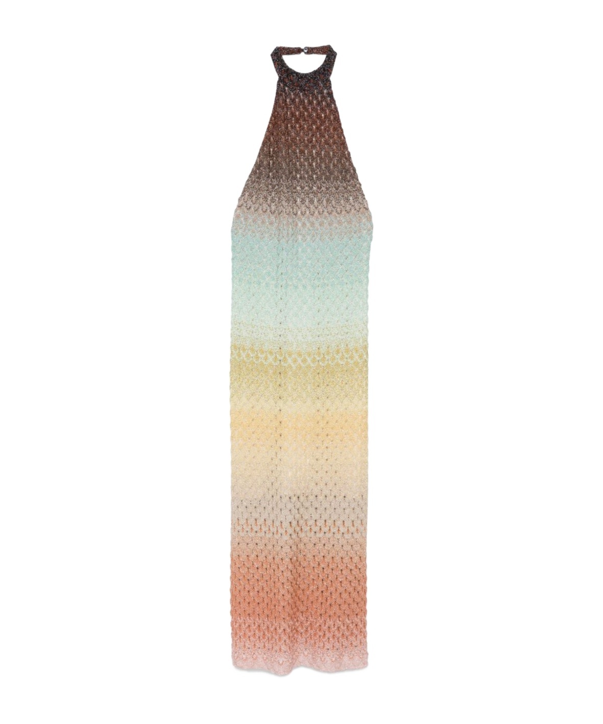 Missoni Multicolor Sleeveless Dress With Halterneck And Faded Effect In Viscose Blend Woman In Nude
