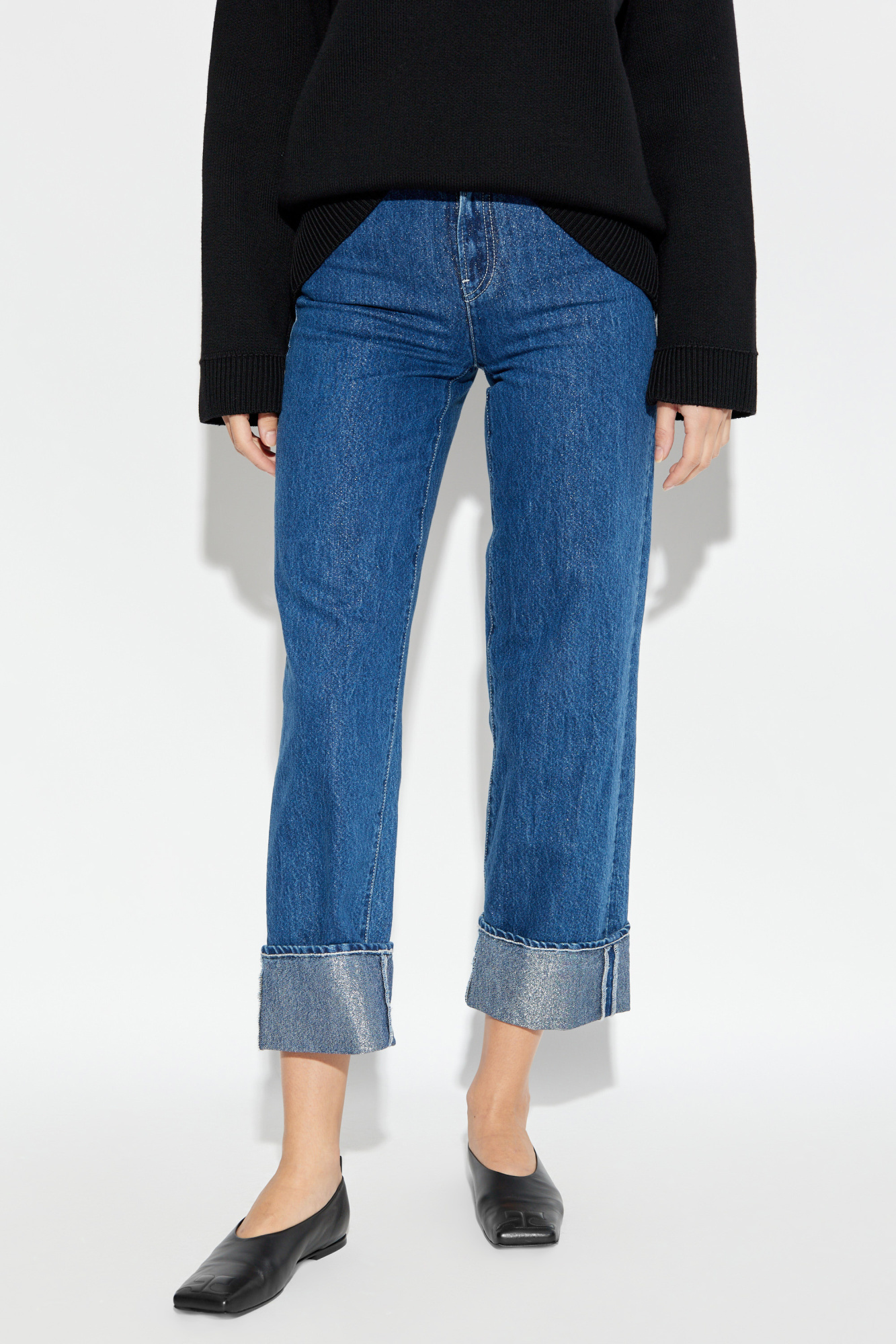 Shop Emporio Armani Cotton Cropped Jeans In Blue