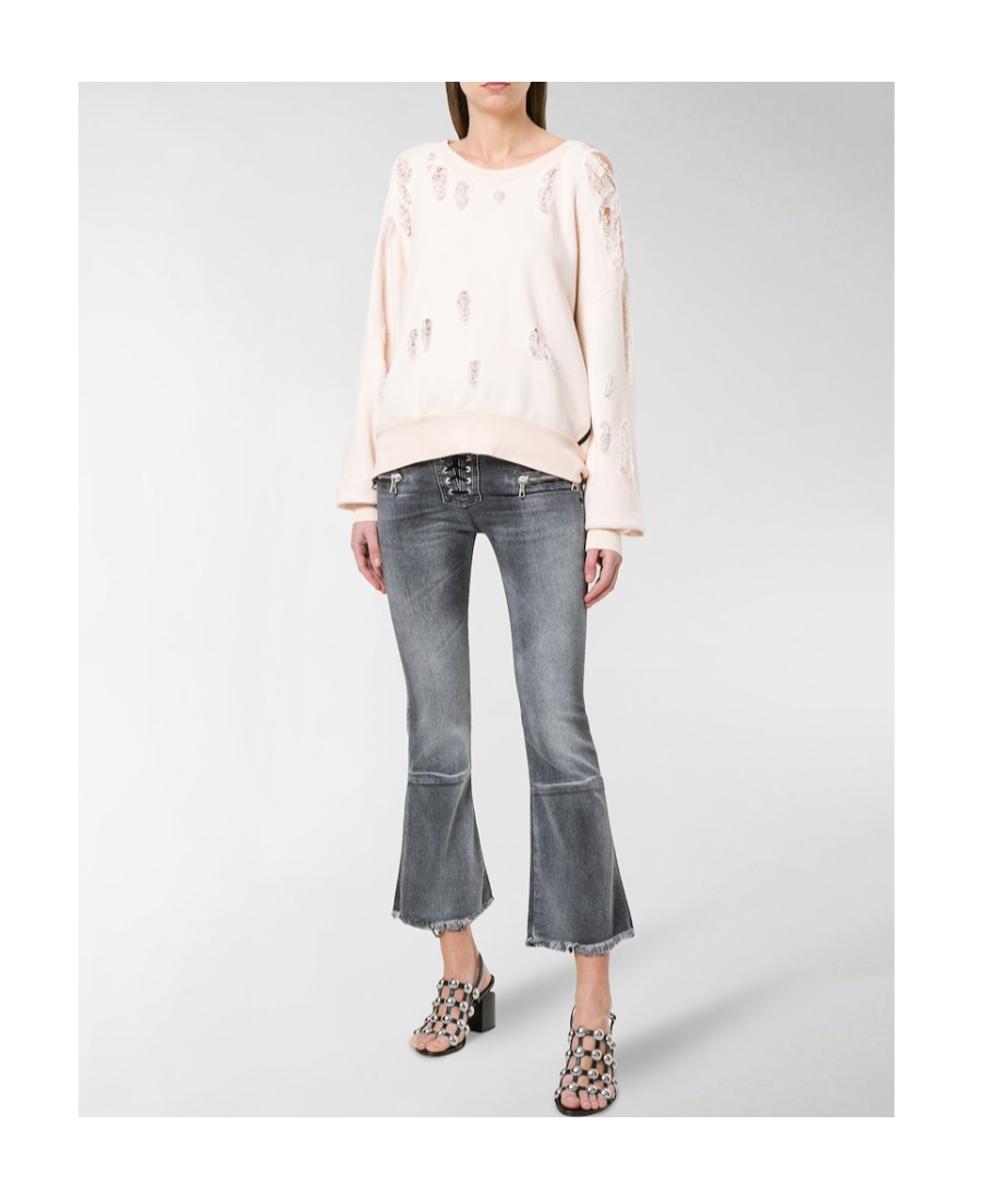 Ben Taverniti Unravel Project Lace-up Cropped Jeans In Black