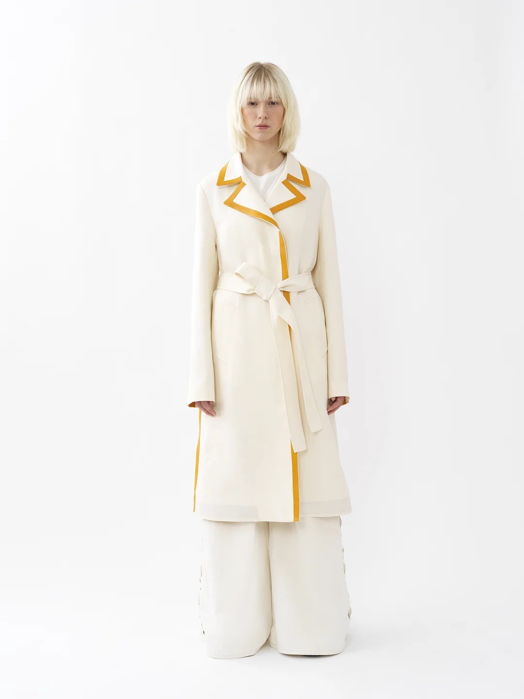 Chloé Leather-trimmed Linen-canvas Trench Coat In White