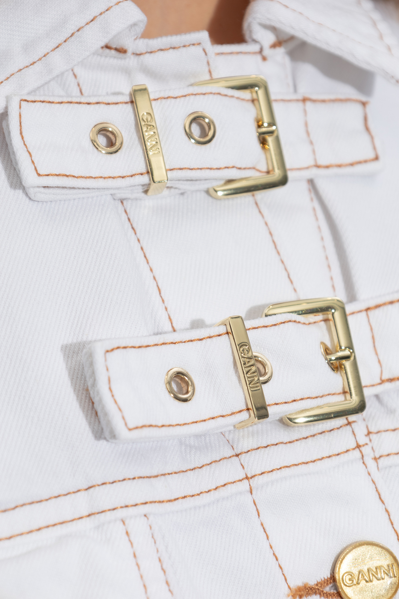 Ganni Denim Jacket Casual Jackets And Parka In White