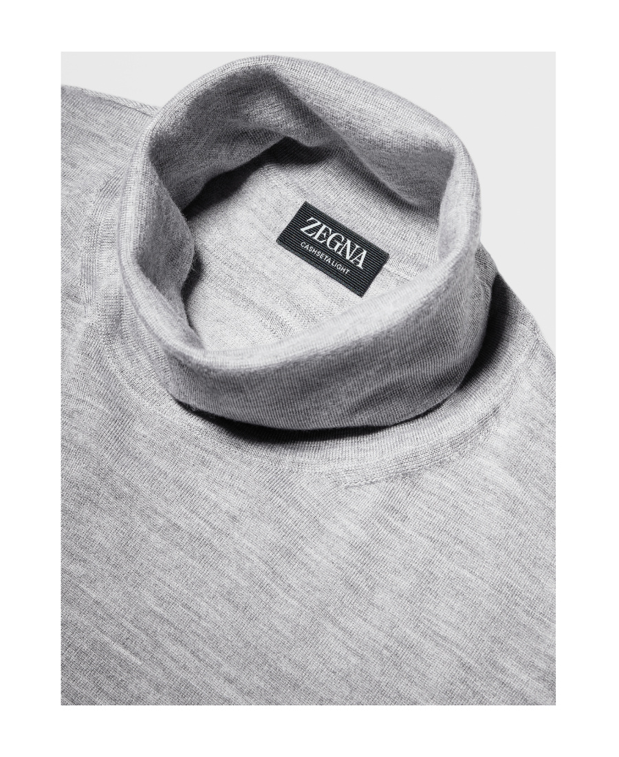 Shop Zegna Long-sleeved High-neck Sweater In Gray