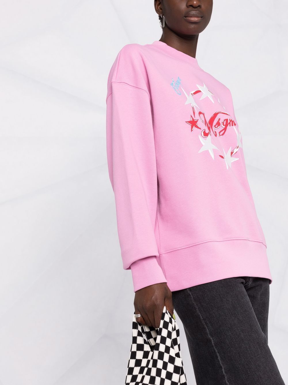 Msgm Logo-print Sweatshirt In Pink