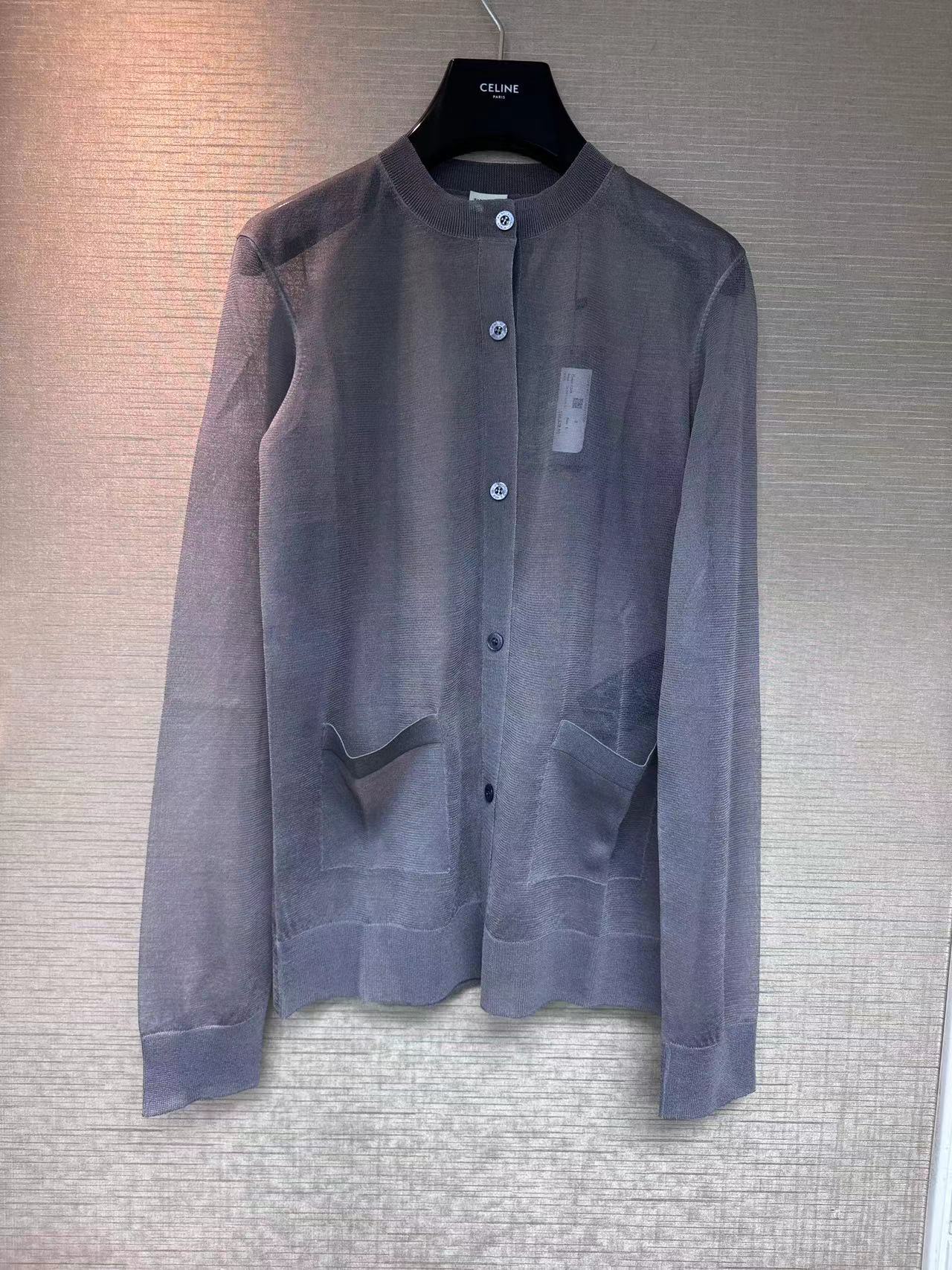 Saint Laurent Long-sleeved Sweater In Blue