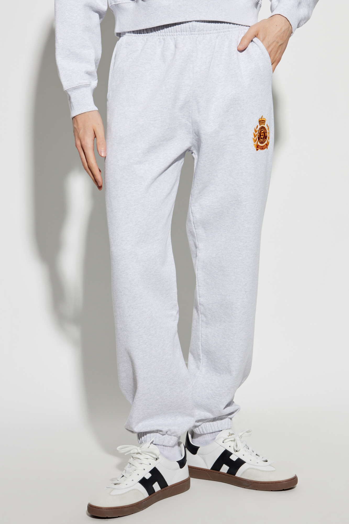 Sporty And Rich Elastic Waist Track Pants In Gray