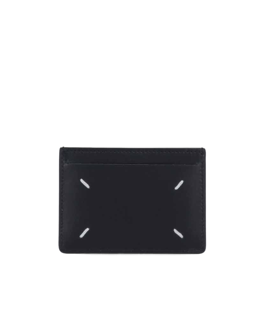 Maison Margiela Black Card Holder With Four Rear Stitchings In Leather Woman In Black