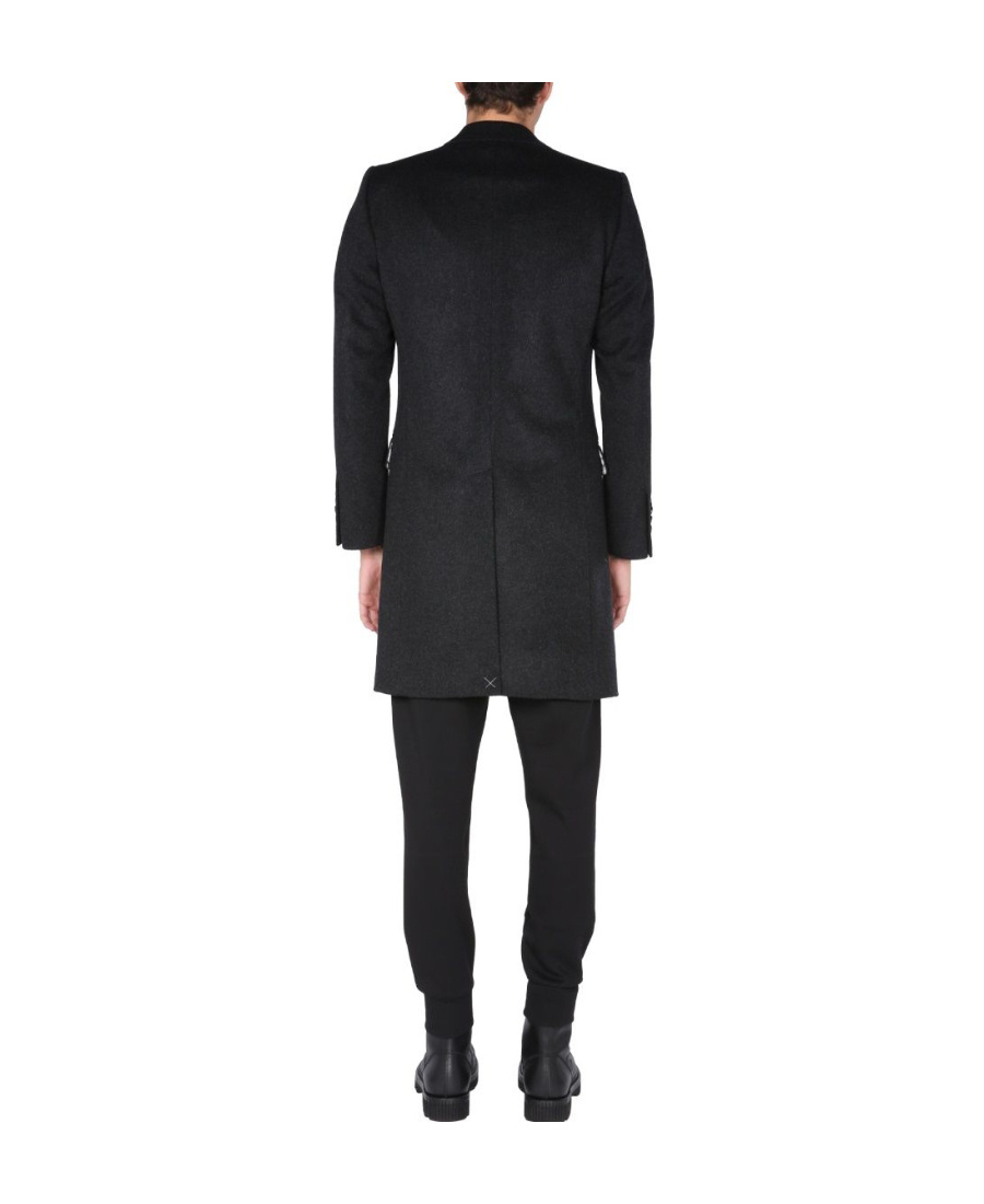 Dolce & Gabbana Single-breasted Velours Coat In Black