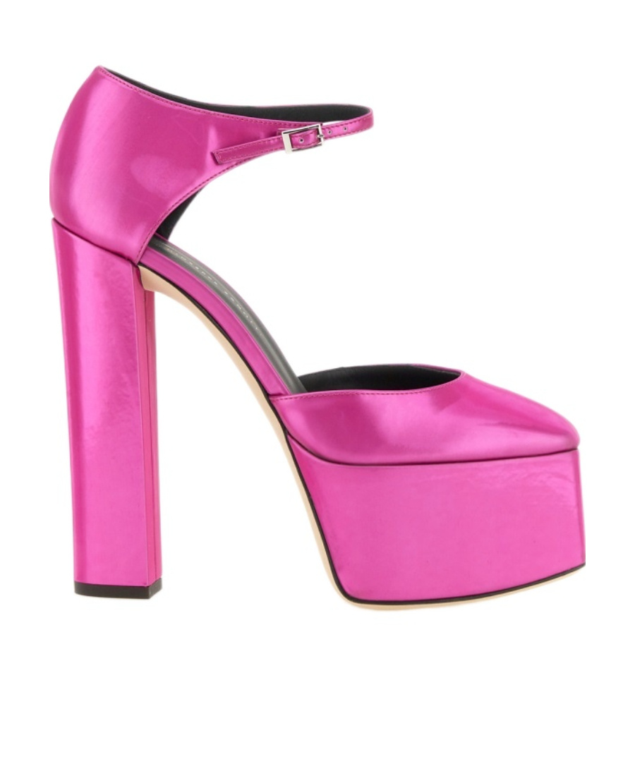 Shop Giuseppe Zanotti Metallic-effect Block-heel Pumps In Pink