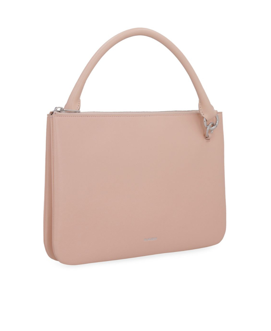 Jil Sander Leather Clutch With Removable Strap In Nude