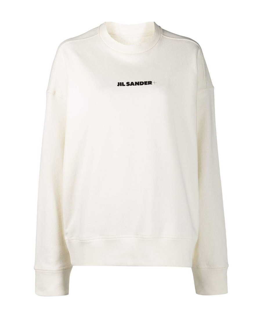 Shop Jil Sander Cropped Logo-print Sweatshirt In White