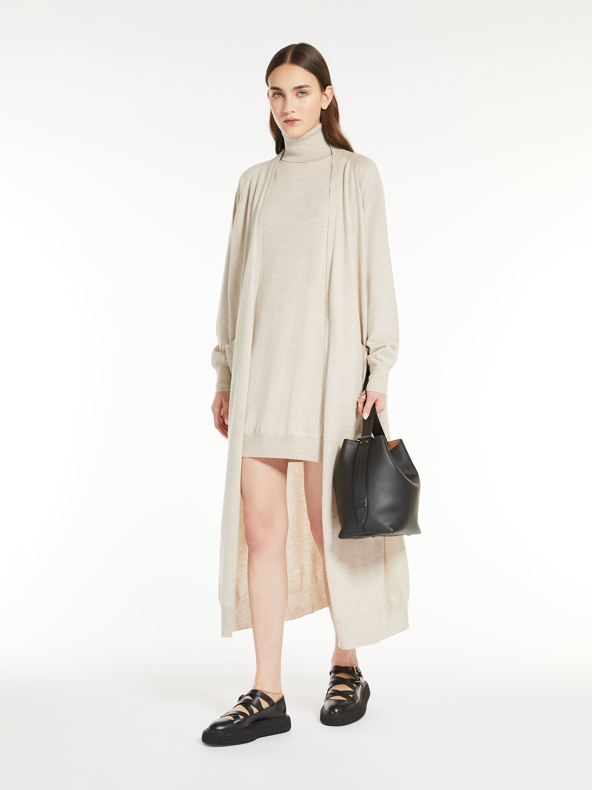 Shop Max Mara V-neck Cashmere Cardigan In Nude