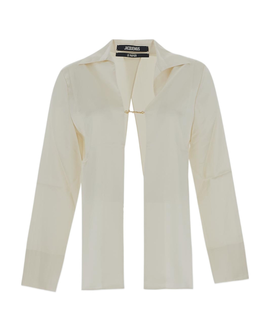 Jacquemus Notte Logo Plaque Blouse In White
