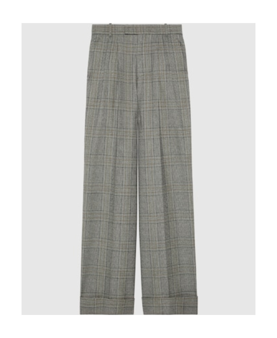 Gucci Prince Of Wales Wool Trousers In Gray