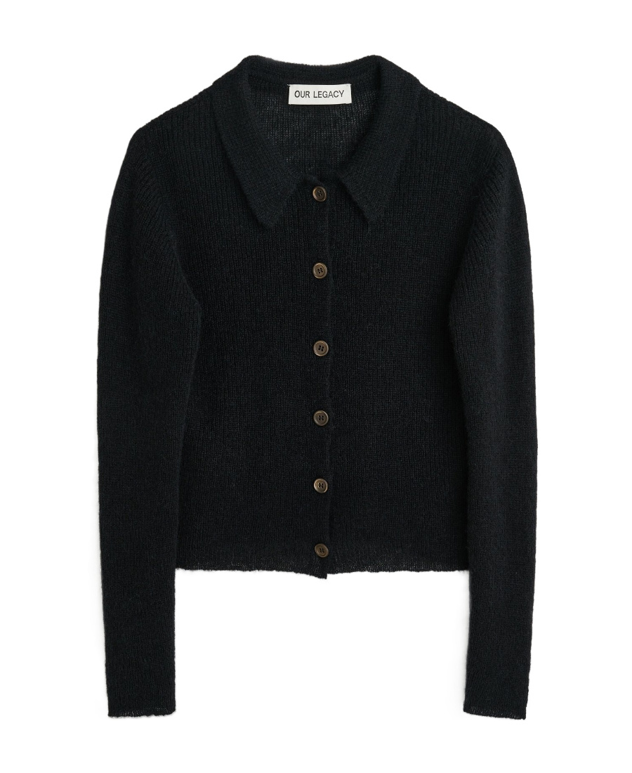 Our Legacy Mazzy Ribbed-knit Cardigan In Black