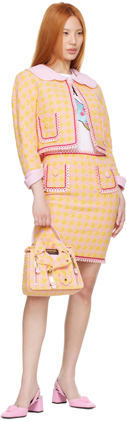 Moschino High-waisted Houndstooth Skirt In Nude