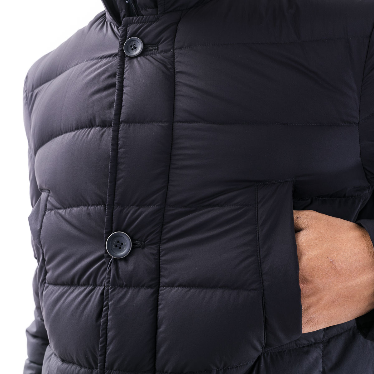 Herno Feather Coat With Legend Line Pi007ule19288 9460 In Black