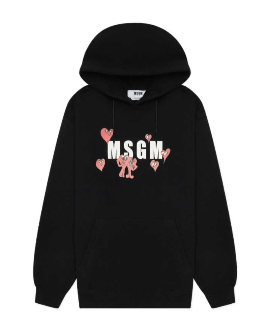 Msgm Logo-print Drawstring Hoodie In Black