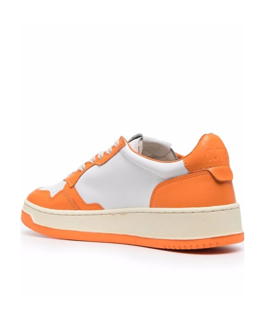 Autry Orange White Two-tone Leather Medalist Low Sneakers In Orange