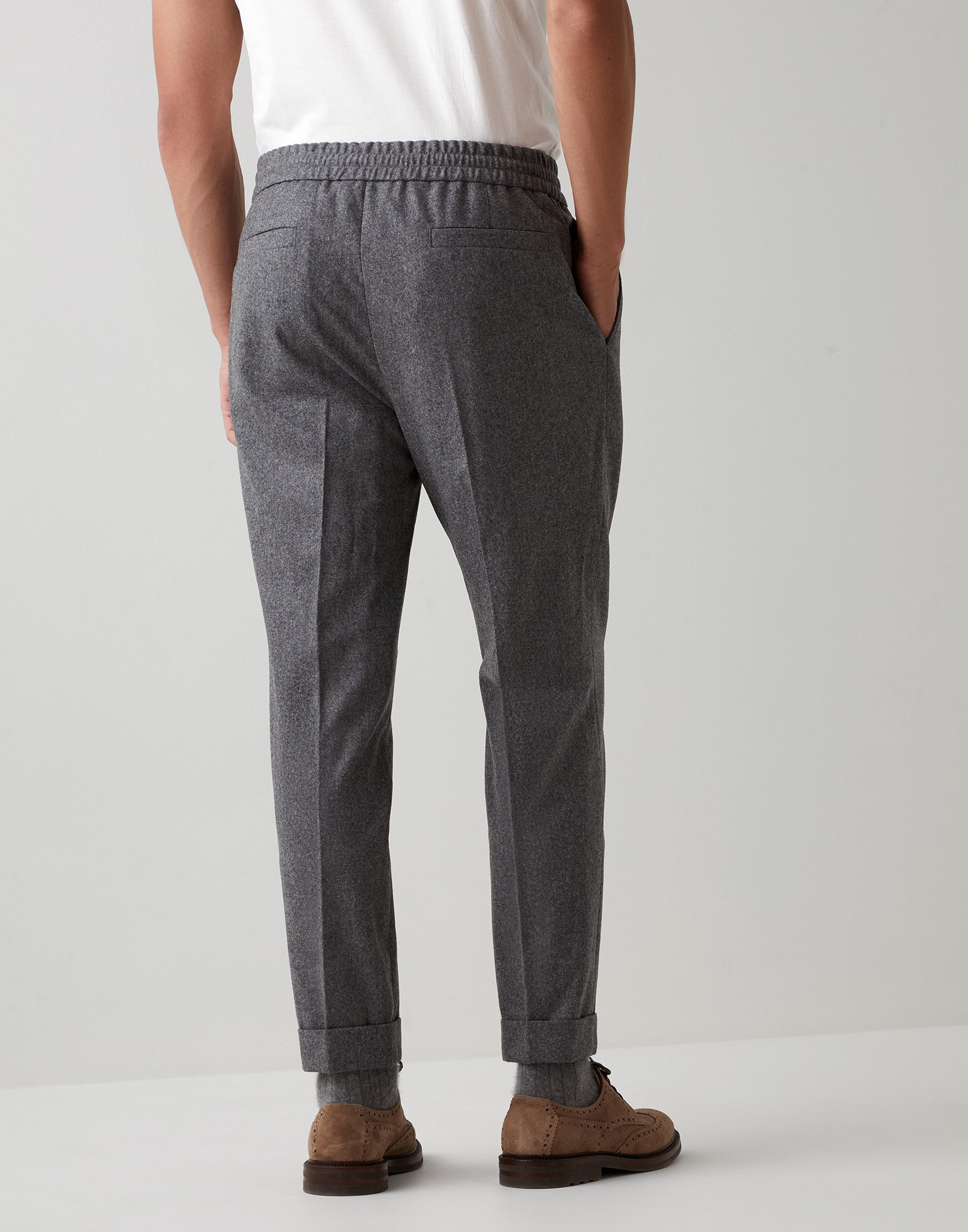 Brunello Cucinelli Pleated Drawstring Trousers In Gray