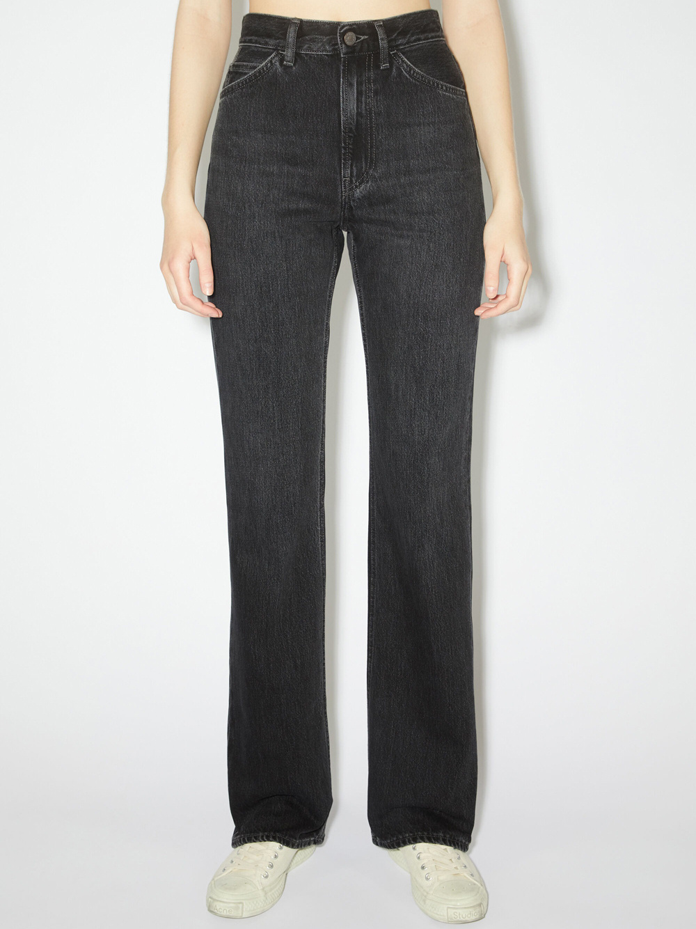 Acne Studios Belt Ring Denim Trousers In Black
