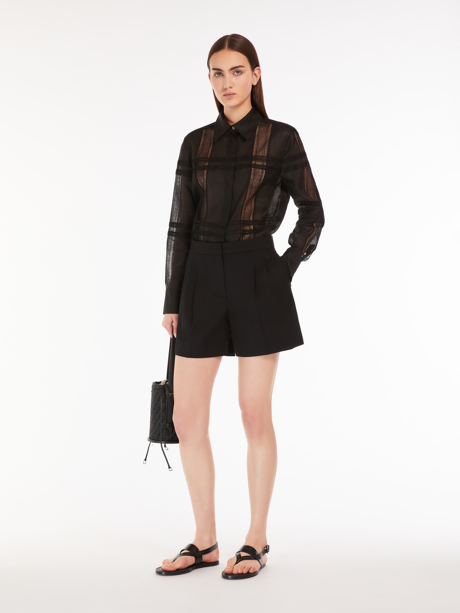 Max Mara High Waist Loop Shorts In Black
