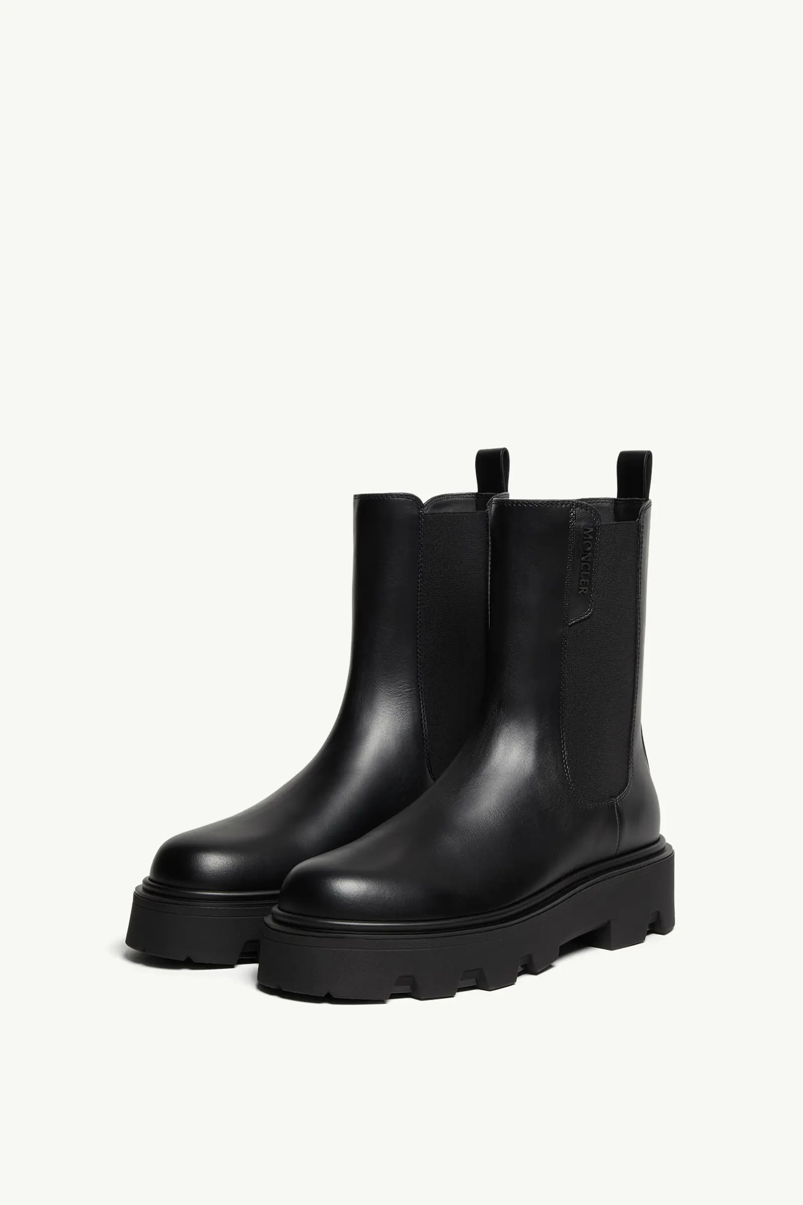 Moncler Black Leather Aurea Chelsea Ankle Boots In Black