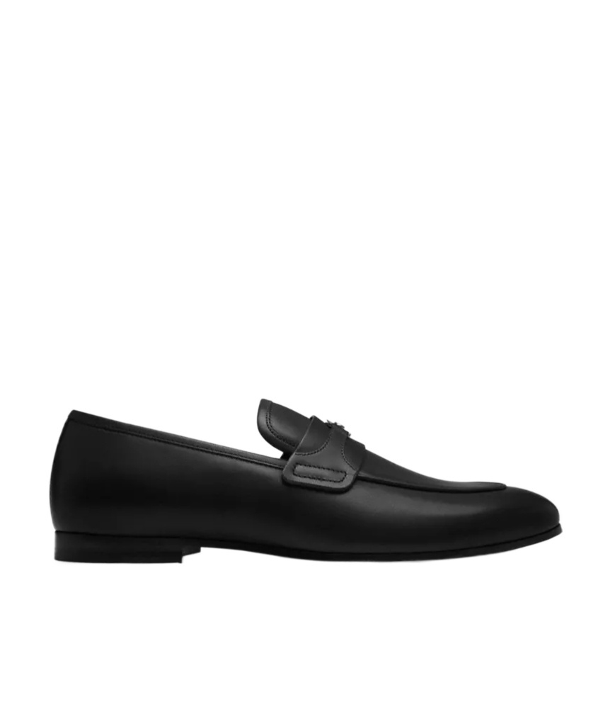 Coach Round Toe Leather Loafers In Black