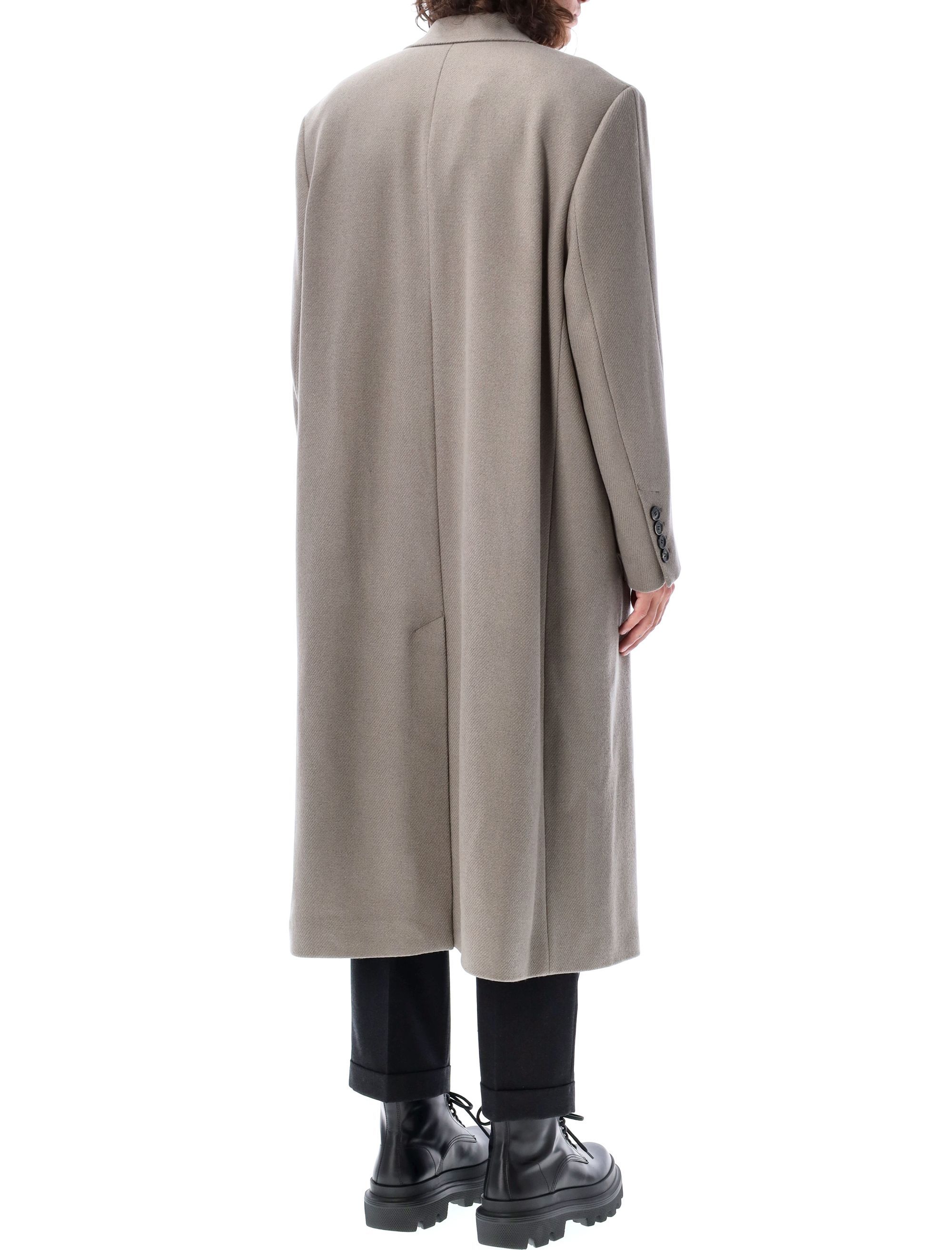 Shop Ami Alexandre Mattiussi Ami Paris Double-breasted Coat In Gray