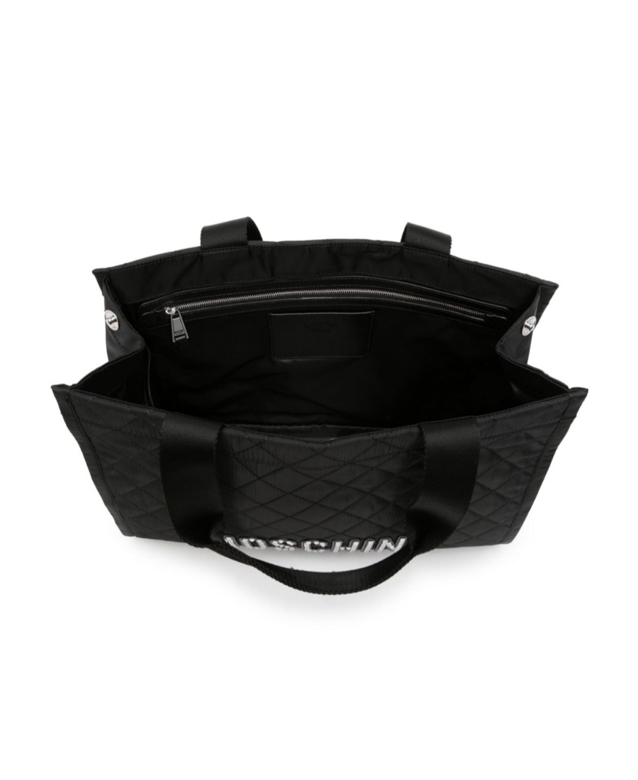 Moschino Logo Pattern Handbag In Black