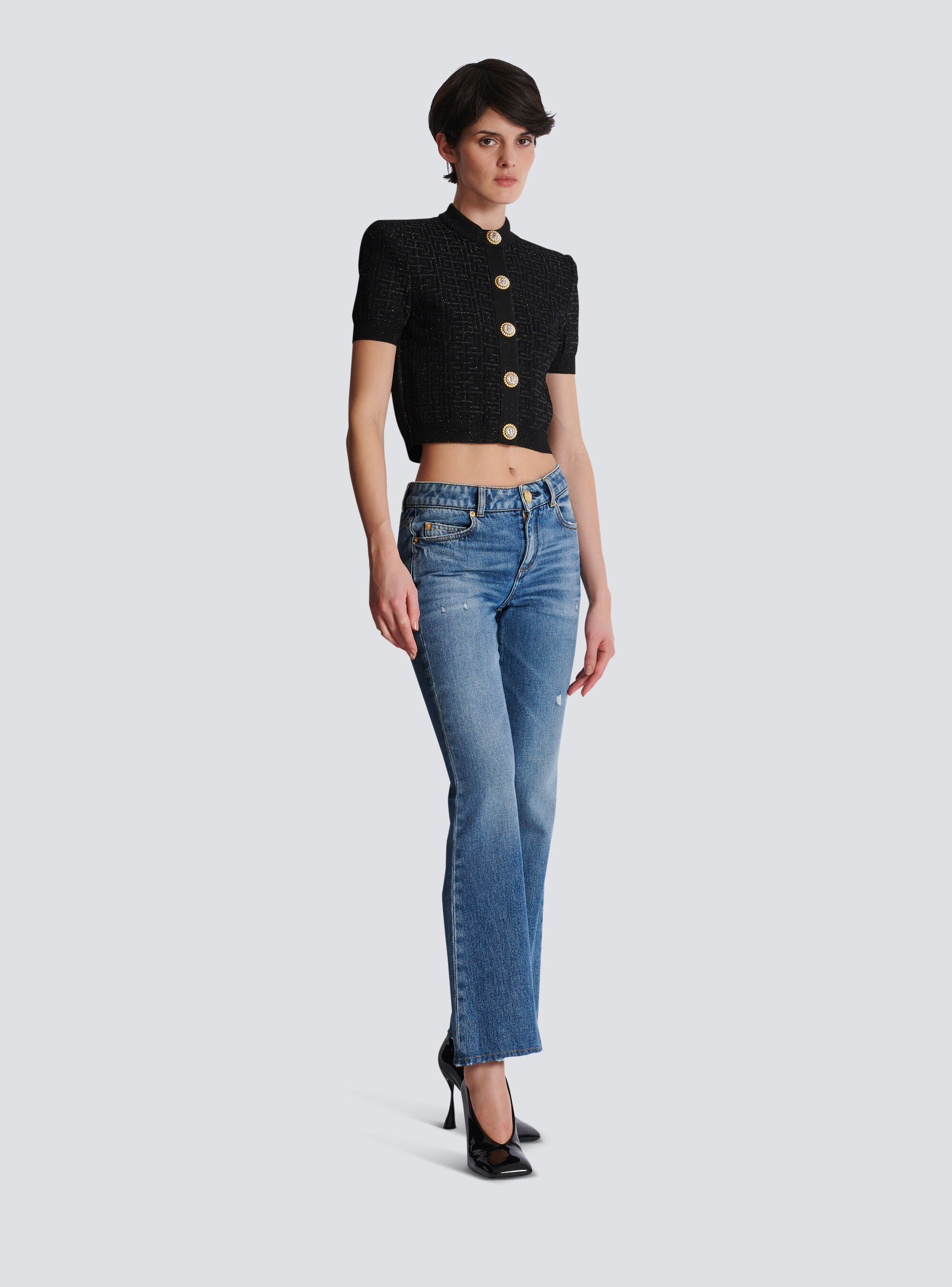Balmain Pb Labyrinth Knit Cardigan In Black