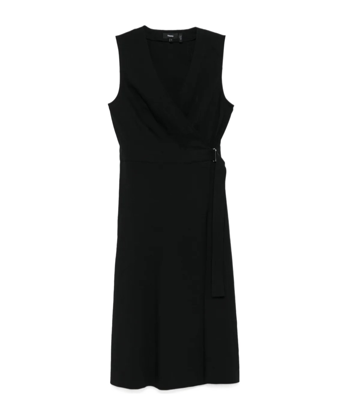 Theory Sleeveless A-line Wrap Dress In Good Linen In Black