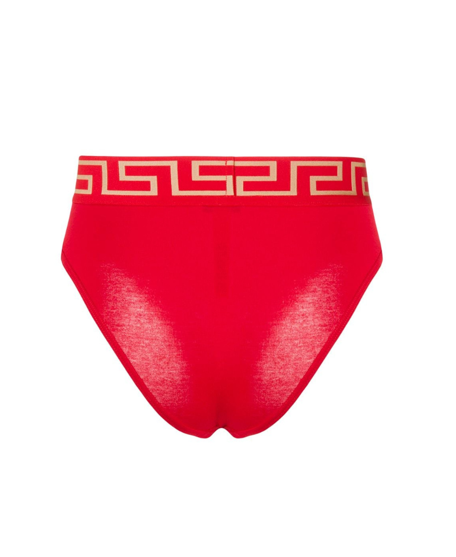 Shop Versace Greca Border Briefs In Red