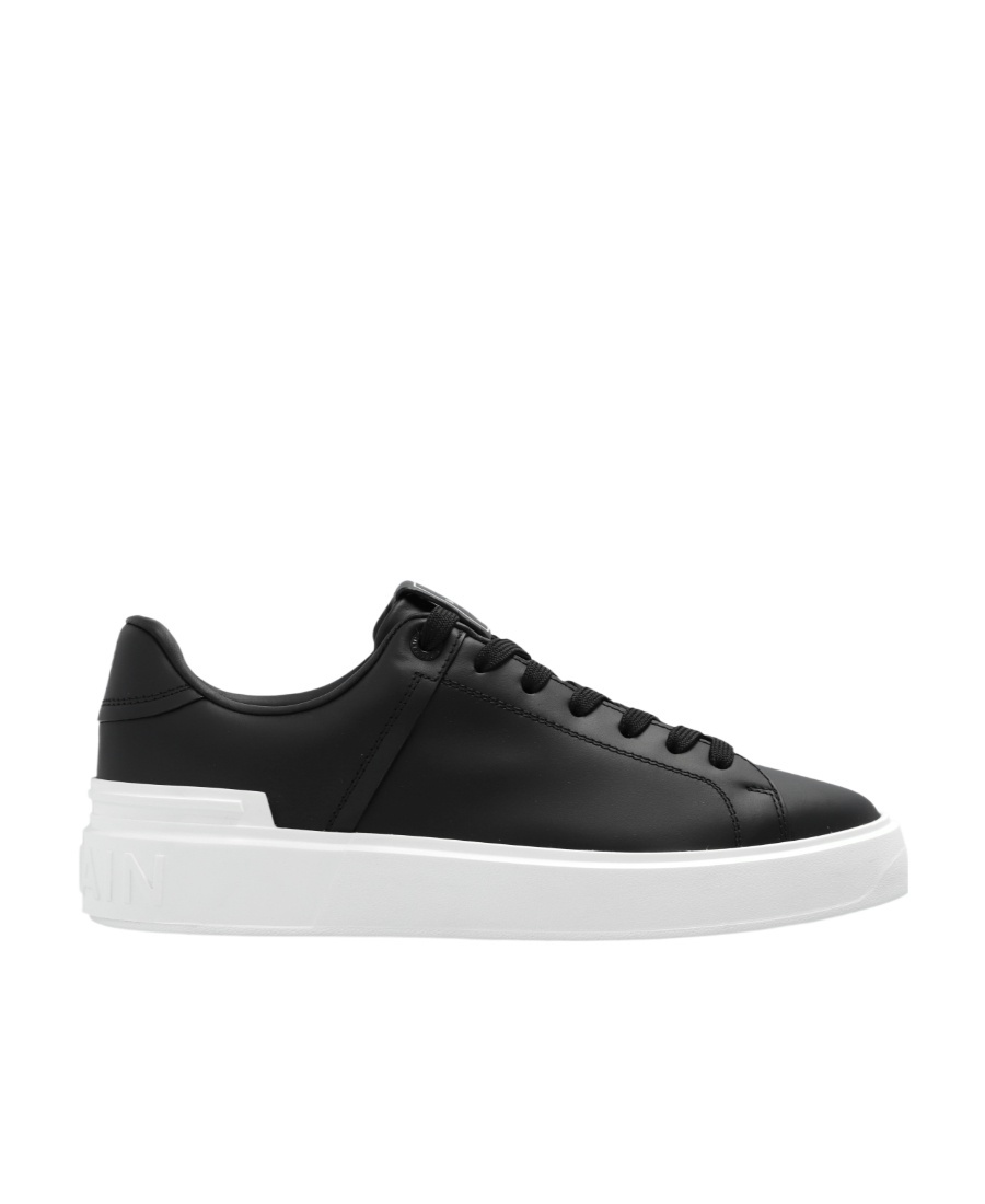 Balmain B Court Sneakers In Black Calfskin In Black