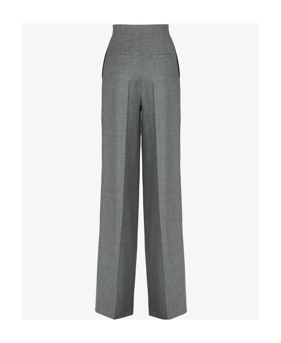 Fendi Wide Leg Wool Pants In Gray