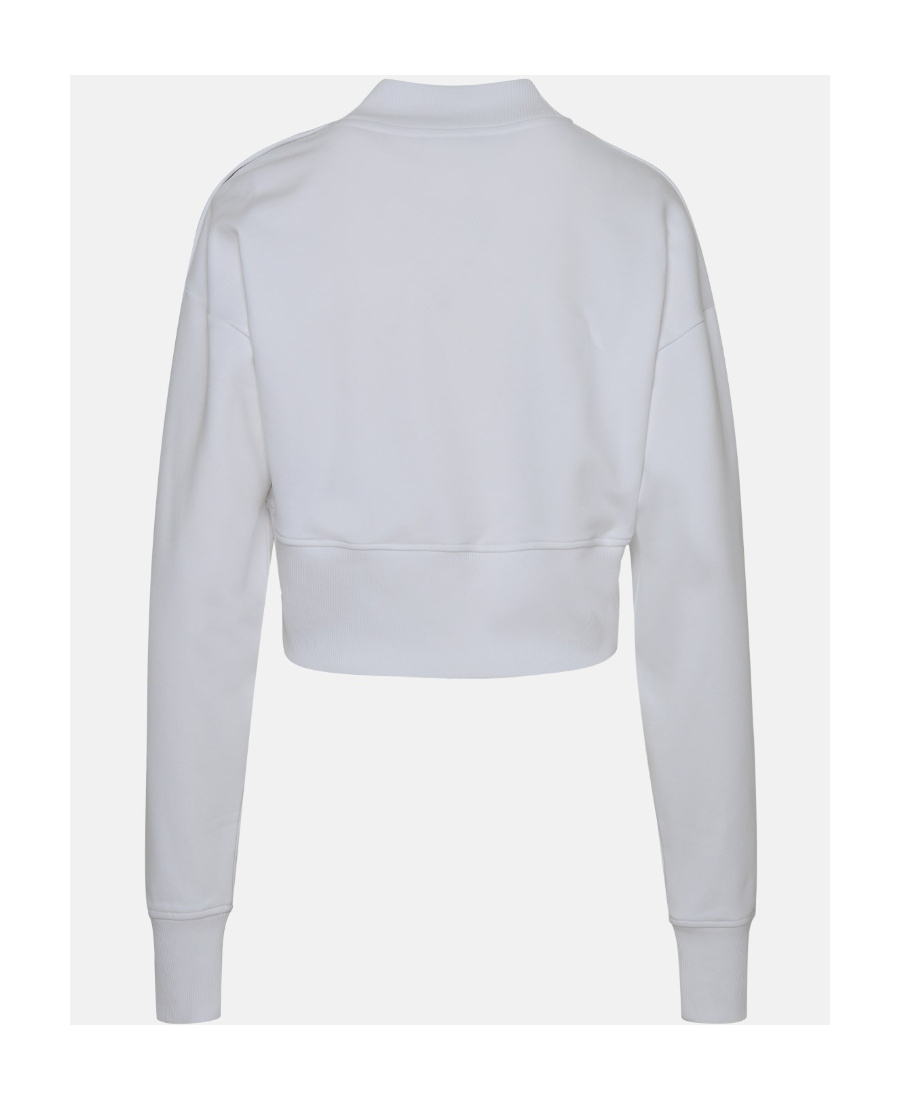 Balmain Women Logo Organic Cotton Cropped Sweatshirt In White