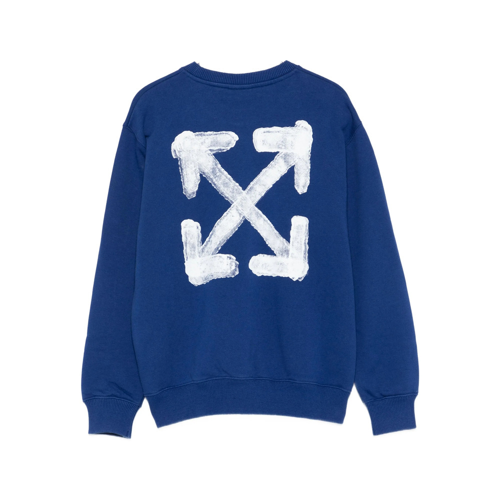 Off-white Arrow Sponge Crewneck Logo Sweatshirt In Blue