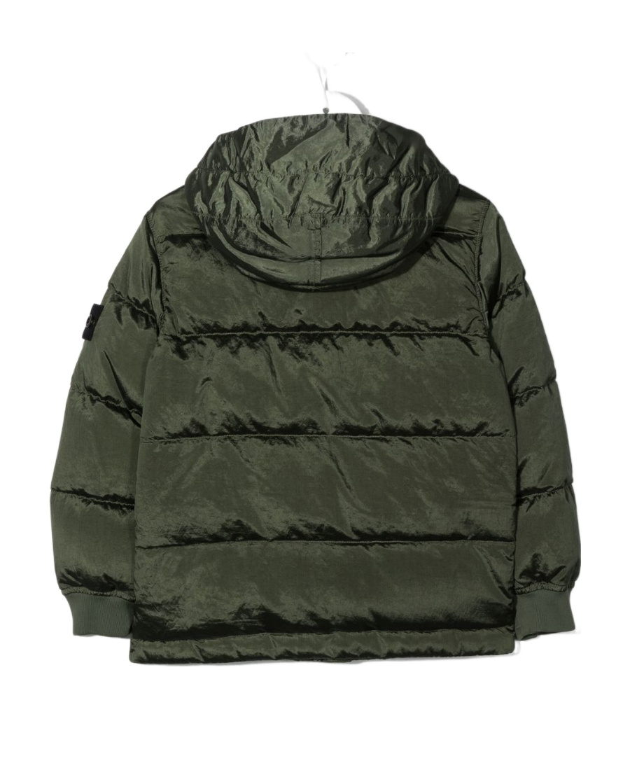 Stone Island Compass-logo Hooded Padded Jacket In Green