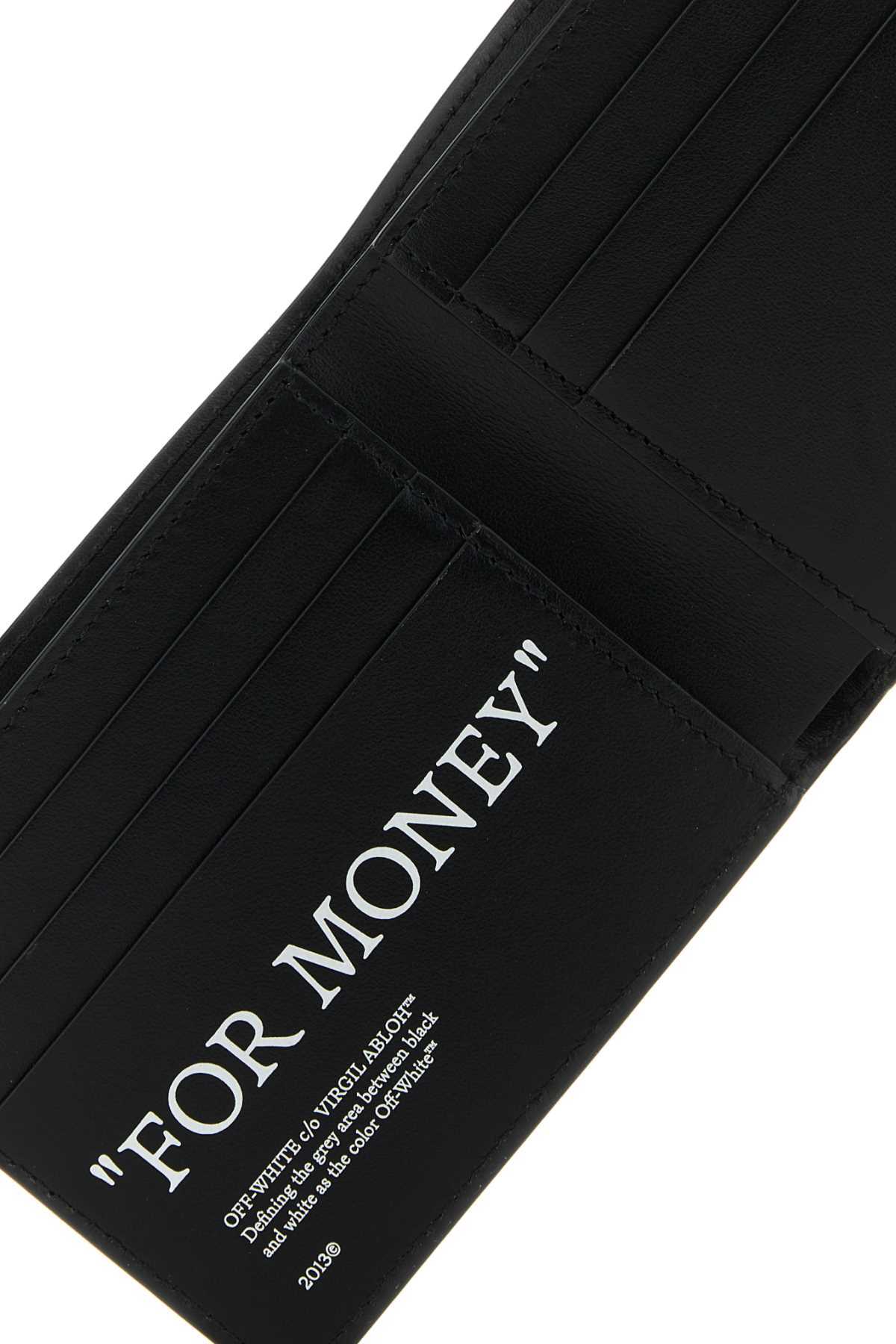 Off-white Off White™ Black Leather Bi Fold Wallet With Logo In Black