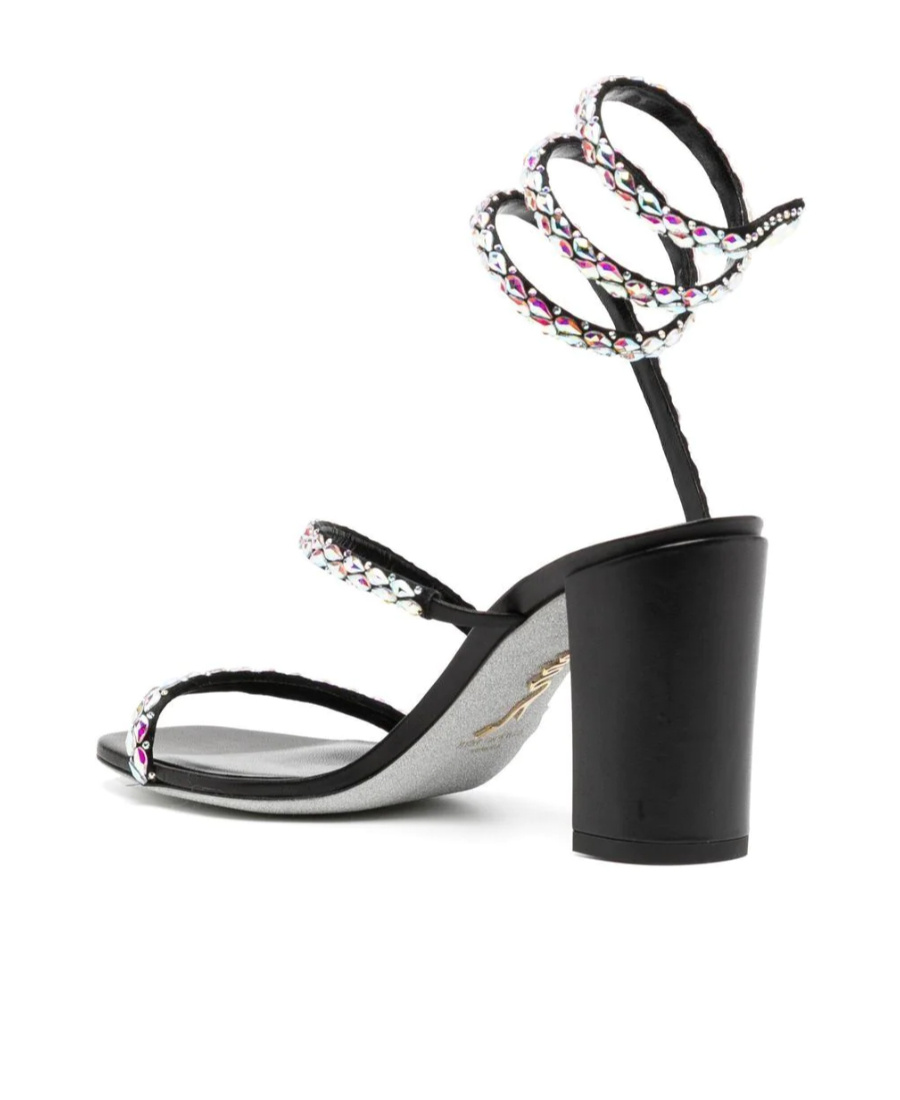 René Caovilla Crystal Embellished Strappy Sandals In Black