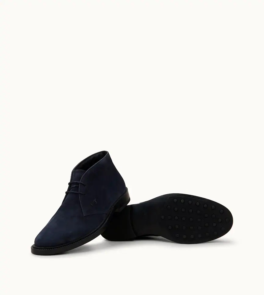 Tod's Short Ankle Suede Desert Boots In Black