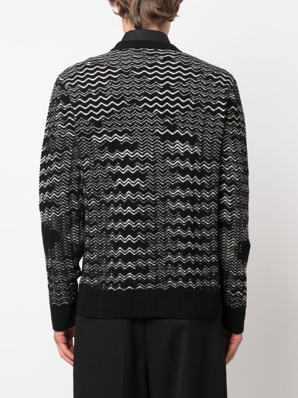 Missoni Handcrafted Wool Blend Crew Neck Sweater In Black