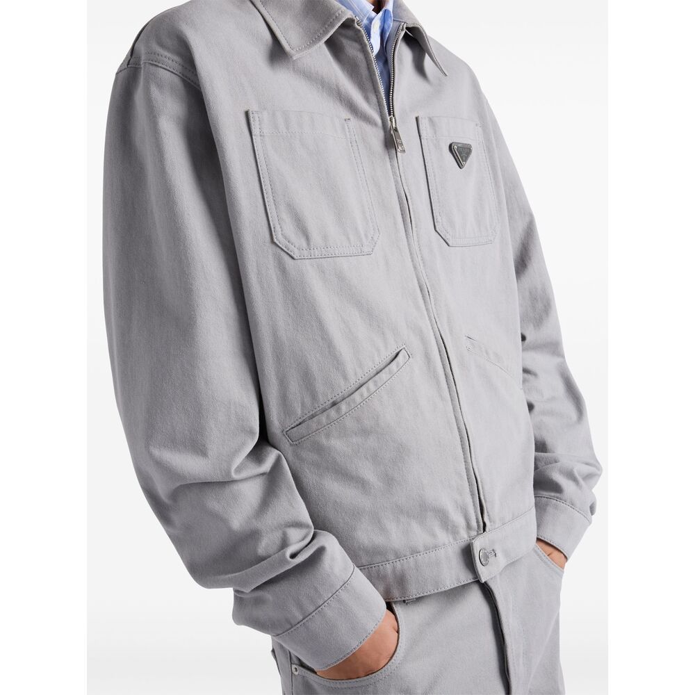 Prada Denim Jacket In Gray
