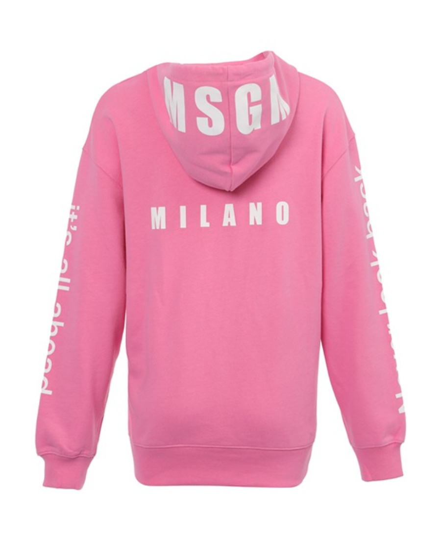 Msgm Logo Hooded Sweater In Pink